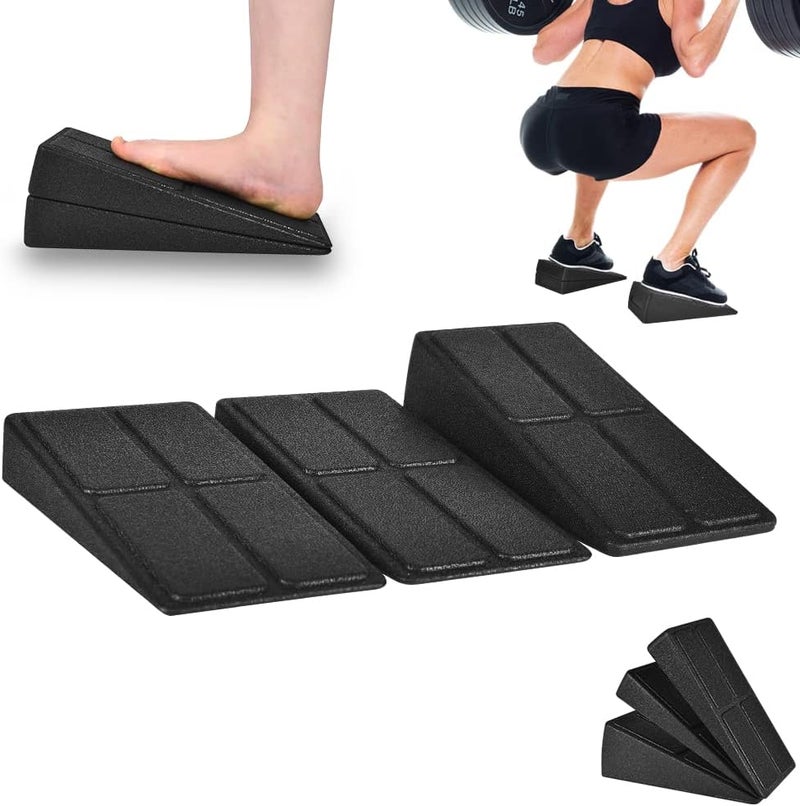 Grope Slant Board Squat Wedge for Calf Stretching，3 Pcs 12" x 6.3" Foot Stretcher Balance Board for Plantar Fasciitis, Adjustable Foam Slant Board Wedge Great for Exercises - Image 1